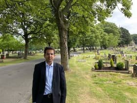 Coun. Nadeem Ahmed at Nelson cemetery