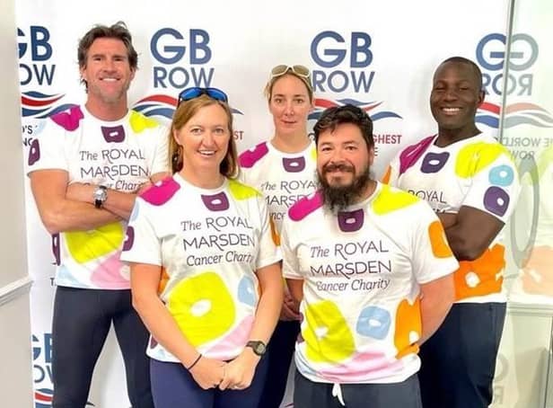 From left to right: Jason McKinlay, Emma Wolstenholme, Sophie Harris, Chris Howard and Lamin Deen the 'Sealegs' team who will row 2,000 miles round the British coastilne next month to raise money for a world leading cancer centre