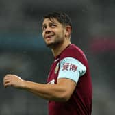 James Tarkowski of Burnley reacts during the Premier League match between Newcastle United and Burnley at St. James Park on October 03, 2020 in Newcastle upon Tyne, England.