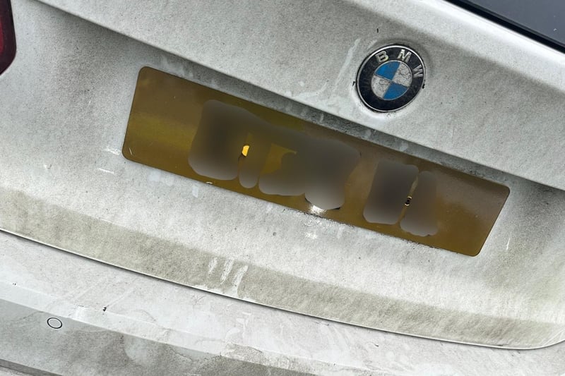 This isn’t a dirty registration, it has been newly fitted by the owner.
It caught the attention of motorway patrols on the M6 as it is heavily-tinted front and rear and the spacing does not conform to regulations.
The driver was issued with a ticket and made to remove it and fit a legal registration.