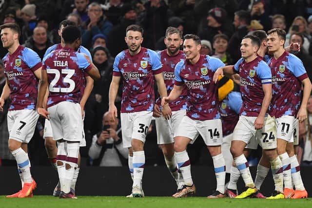Burnley's Connor Roberts is congratulated on scoring his team’s winning goal

The Emirates FA Cup Fifth Round - Burnley v Fleetwood Town - Wednesday 1st March 2023 - Turf Moor - Burnley