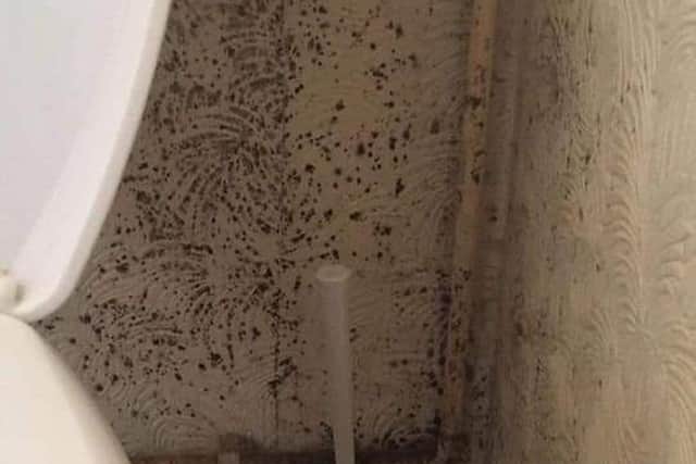 Black mould in the bathroom of a Calico Homes property in Burnley.