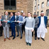 Mayor of Burnley, Coun. Raja Arif Khan, officially opens the new Visiting Angels office in Northlight, Brierfield. Photo: Kelvin Lister-Stuttard