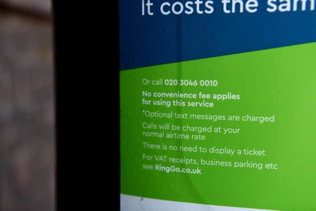 ...whereas on the pay and display machine, the correct 11-digit number is shown - with the missing '0' included after the '3' (the different 0010 and 0060 endings seen on the machines and signs are interchangeable and both connect to the pay-by-phone service)