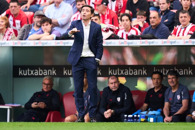 BILBAO, SPAIN - MAY 07: Marcelino Garcia Toral, former head coach of Athletic Club, reacts during the La Liga Santander match between Athletic Club and Valencia CF at San Mames Stadium on May 07, 2022 in Bilbao, Spain. (Photo by Juan Manuel Serrano Arce/Getty Images)
