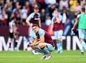 BURNLEY, ENGLAND - MAY 22: James Tarkowski of Burnley looks dejected following defeat and relegation to the Sky Bet Championship following the Premier League match between Burnley and Newcastle United at Turf Moor on May 22, 2022 in Burnley, England. (Photo by Gareth Copley/Getty Images)