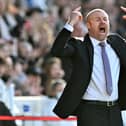 Burnley's English manager Sean Dyche gestures on the touchline during the English Premier League football match between Brentford and Burnley at Brentford Community Stadium in London on March 12, 2022.