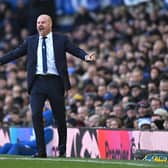 LIVERPOOL, ENGLAND - DECEMBER 10: Everton manager Sean Dyche reacts on the sidelines during the Premier League match between Everton FC and Chelsea FC at Goodison Park on December 10, 2023 in Liverpool, England. (Photo by Stu Forster/Getty Images)