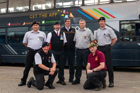 North West bus firm Transdev is to offer free travel on all its routes to serving military and veterans on Armed Forces Day this Saturday. Several of Transdev’s own team have Forces connections, including from left: Dave Collins; Chris Stotan, Mark Barcroft; Gavin Paton, Mike Toner and Sean Hagyard.