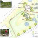 A landscape architect's drawing of Option 1 for the park