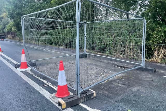 Barriers have been erected around the sinkhole in Burnley Road, Cliviger ,that appeared overnight. It has also been filled in temporarily while a schedule of repair work is drawn up