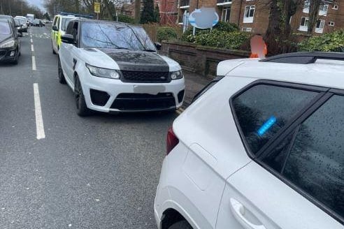 This distinctive Range Rover was linked to a wanted male from Wales.
The vehicle was boxed in by Lancashire Police in Garstang Road, Preston and the wanted male was found to be the driver. 
The man was arrested for threats to kill and two counts of Actual Bodily Harm.