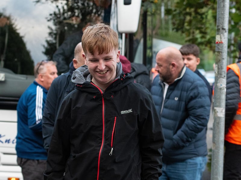 Burnley fans arrive at the Peninsula Stadium for the Carabao Cup tie with Salford City. Photo: Kelvin Lister-Stuttard