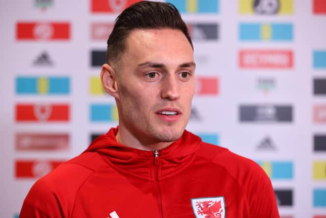 VALE OF GLAMORGAN, WALES - NOVEMBER 14: Connor Roberts of Wales talks during a press conference at The Vale Resort on November 14, 2022 in Vale of Glamorgan, Wales. (Photo by Huw Fairclough/Getty Images)