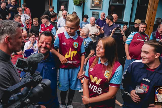Gary Neville and Jamie Carragher spent half-an-hour in the Royal Dyche beer garden chatting with supporters. Photo: Ursa Major Media