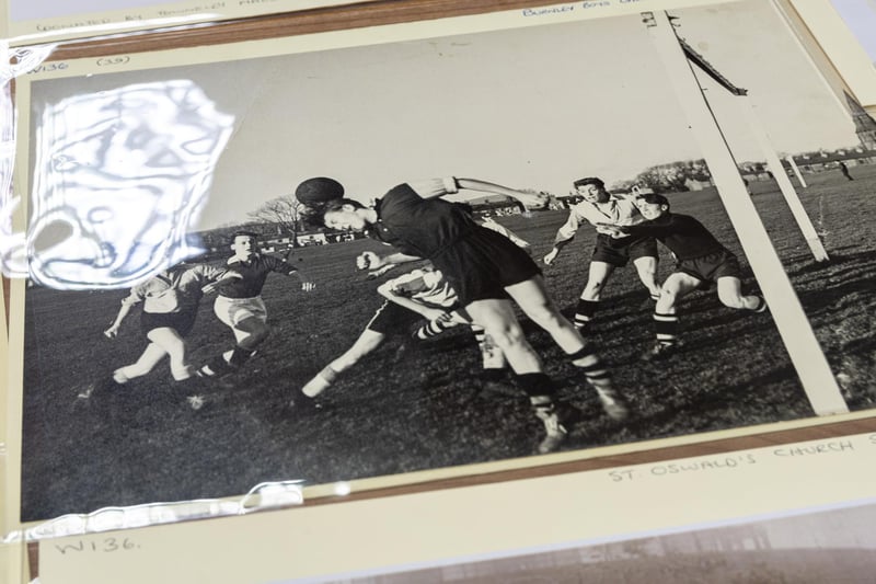 Old photos on display at the launch of the Clarets Resource Learning project at Burnley Central Library.