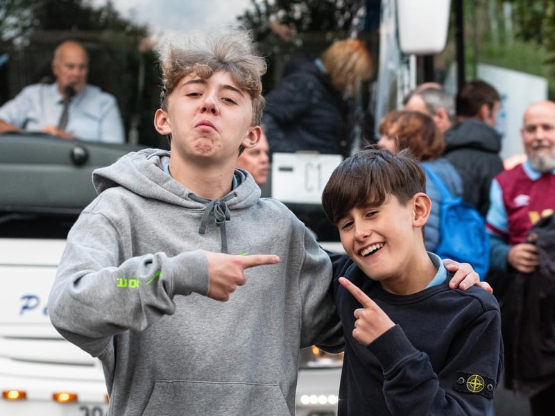 Burnley fans arrive at the Peninsula Stadium for the Carabao Cup tie with Salford City. Photo: Kelvin Lister-Stuttard