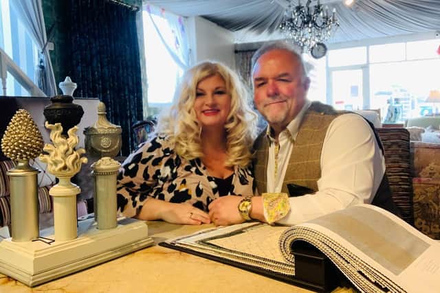 David and Jo’anne Greenwood are celebrating 30 years of their sofr furnishings and upholstery business, Swankies, in Colne