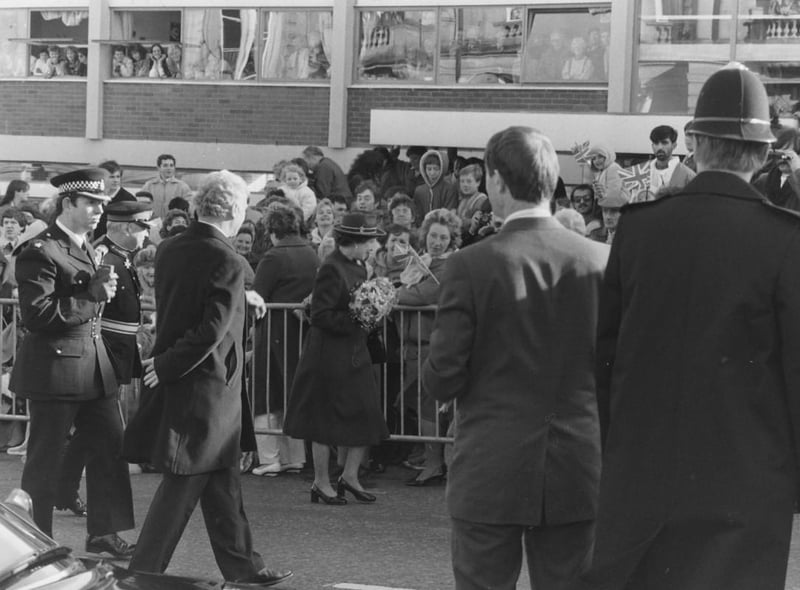 Excited crowds lined the streets around the town centre in the hope of seeing Her Majesty up close