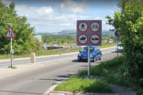 Signs are already in place to enforce temporary restrictions on pedestrian, cycle and equestrian access to the B6601 (image: Google)