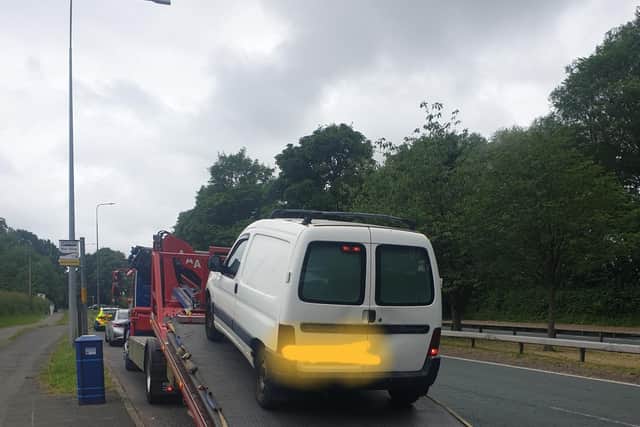 Lancashire Road Police stopped the van due to a light defect but found other breaches of the law as well.