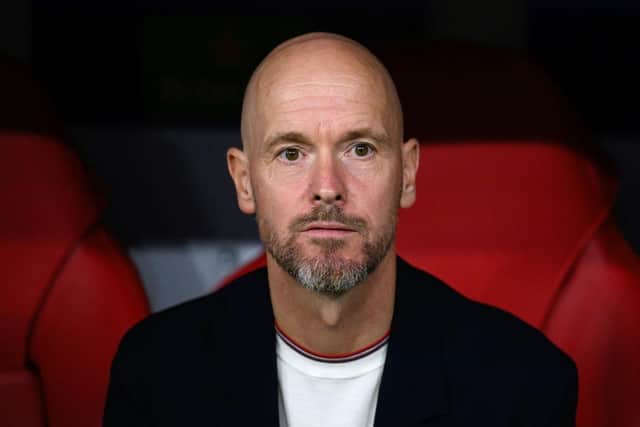 MUNICH, GERMANY - SEPTEMBER 20: Head coach Erik ten Hag of Manchester United seen during the UEFA Champions League match between FC Bayern München and Manchester United at Allianz Arena on September 20, 2023 in Munich, Germany. (Photo by Matthias Hangst/Getty Images)