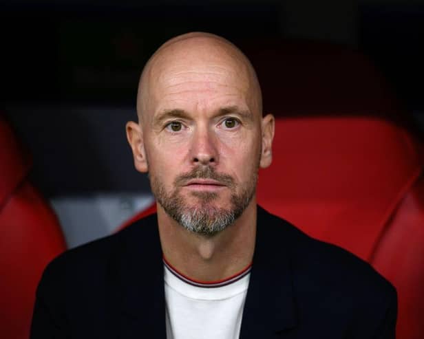MUNICH, GERMANY - SEPTEMBER 20: Head coach Erik ten Hag of Manchester United seen during the UEFA Champions League match between FC Bayern München and Manchester United at Allianz Arena on September 20, 2023 in Munich, Germany. (Photo by Matthias Hangst/Getty Images)