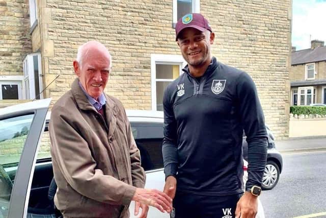 The moment Ronald Crowther met Burnley FC boss Vincent Kompany