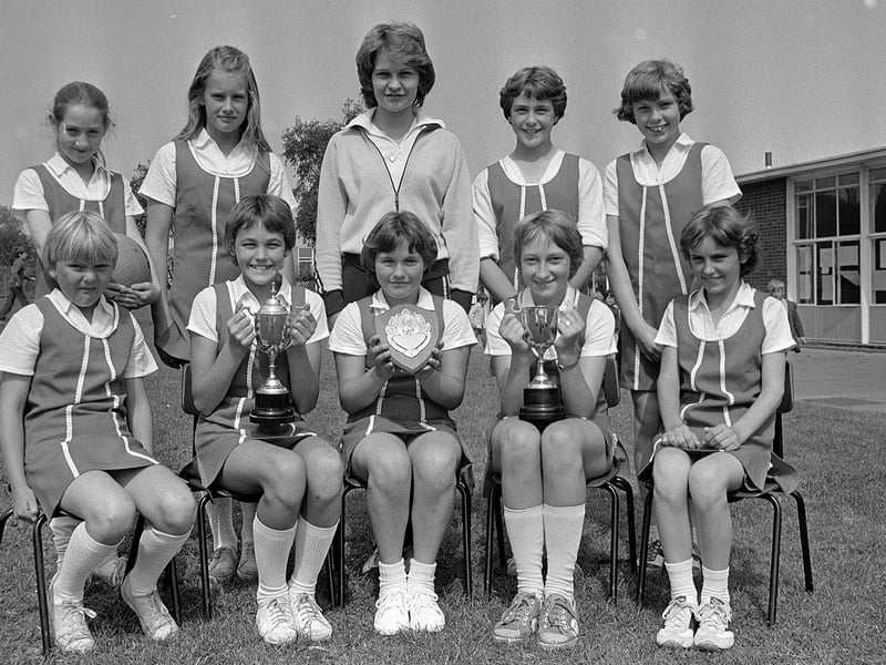 Did you play for the netball team at this school?
Pictured here with their trophies in 1980