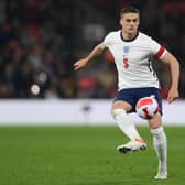BOURNEMOUTH, ENGLAND - MARCH 25: Taylor Harwood-Bellis of England in action during the UEFA European Under-21 Championship Qualifier match between England U21 and Andorra U21 on March 25, 2022 in Bournemouth, England. (Photo by Mike Hewitt/Getty Images)