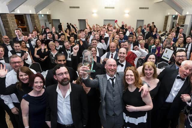 Guests at Ribble Valley Business Awards 2022, plus award winners. Photo by Liz Henson Photography.