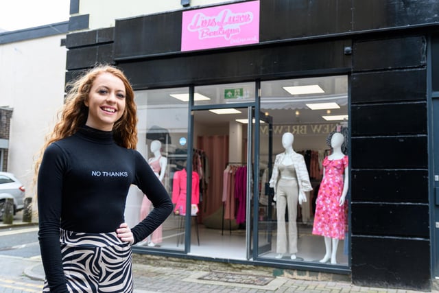 Olivia Robson outside her new store in Burnley Town Centre LivsLuxe Boutique. Photo: Kelvin Stuttard