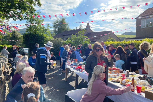 Residents in Honeyholme Lane, Cliviger celebrate with a street party