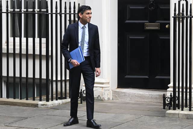 LONDON, UNITED KINGDOM – MARCH 23:  Chancellor of the Exchequer Rishi Sunak leaves 11 Downing Street for the House of Commons to deliver his Spring Statement on March 23, 2022 in London, England. Chancellor Rishi Sunak is set to deliver the Spring Statement at the House of Commons as UK inflation hits a 30-year high amid escalating cost of living crisis.  (Photo by Leon Neal/Getty Images)
