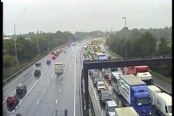 The scene on the M6 southbound near junction 31a (Haighton)