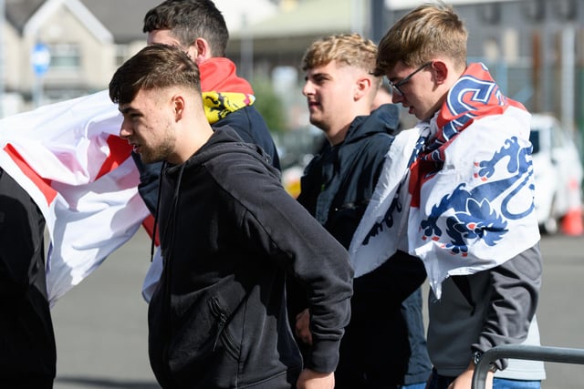 Burnley fans arrive at the Cardiff City Stadium. Photo: Kelvin Stuttard