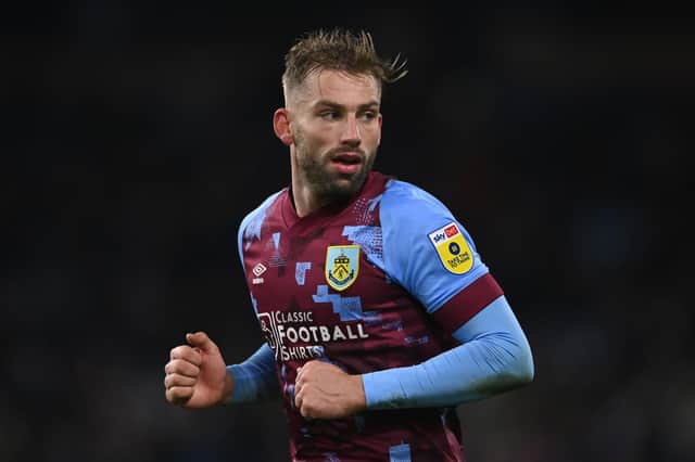 BURNLEY, ENGLAND - JANUARY 20: Charlie Taylor of Burnley during the Sky Bet Championship between Burnley and West Bromwich Albion at Turf Moor on January 20, 2023 in Burnley, England. (Photo by Gareth Copley/Getty Images)