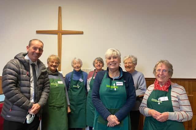 Peter Simm, Ribble Valley Foodbank manager, with some of the volunteers.