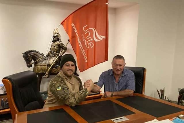Harley with Terry Burns, a former Labour councillor for Burnley North East, who has been supporting the mission to help Ukraine soldiers.
