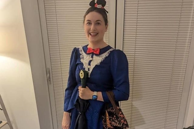 And embracing her playful side is teacher Miss Chadwick as Mary Poppins.