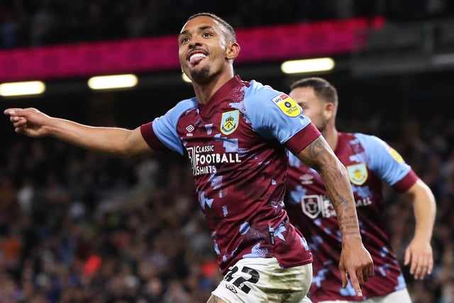 BURNLEY, ENGLAND - AUGUST 30: Vitinho of Burnley celebrates after scoring their team's first goal during the Sky Bet Championship between Burnley and Millwall at Turf Moor on August 30, 2022 in Burnley, England. (Photo by Alex Livesey/Getty Images)