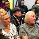 Residents listen as Burnley MP Antony Higginbotham speaks at a Burnley meeting for cavity wall insulation victims following SSB Law's collapse. Photo: Kelvin Lister-Stuttard