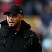 BURNLEY, ENGLAND - FEBRUARY 03: Vincent Kompany, Manager of Burnley, looks on during the Premier League match between Burnley FC and Fulham FC at Turf Moor on February 03, 2024 in Burnley, England. (Photo by Gareth Copley/Getty Images)