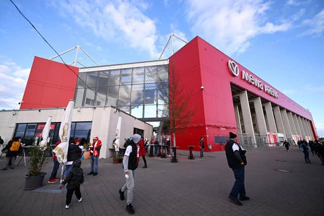 MAINZ, GERMANY - MARCH 25: General view outside the stadium prior to an international friendly match between Germany and Peru at MEWA Arena on March 25, 2023 in Mainz, Germany. (Photo by Stuart Franklin/Getty Images)