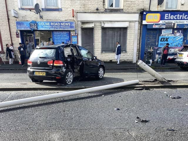 Two cars have collided in Colne Road, Burnley, between Brennand Street and Queensgate Depot.