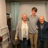 Bruce and Delise Little with their student grandson Ethan who has been helping Pendleside Hospice