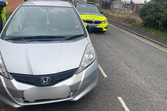 The driver of this Honda was seen by an off duty police officer smoking cannabis. 
The vehicle was stopped by patrols in Southgate, Preston, and the driver was still smoking cannabis and failed a roadside test. Cannabis was also found in the car.
The driver was arrested.