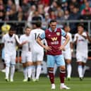 BURNLEY, ENGLAND - AUGUST 27: Connor Roberts of Burnley looks dejected after Matty Cash of Aston Villa (not pictured) scored their sides second goal during the Premier League match between Burnley FC and Aston Villa at Turf Moor on August 27, 2023 in Burnley, England. (Photo by Lewis Storey/Getty Images)