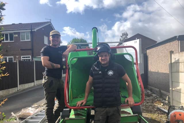 Sam Airey (right) and Sam Cairns prepare to make a start on transforming a popular short cut in a Burnley neighbourhood