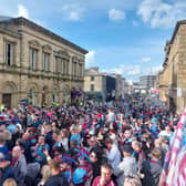 Thousands lined the streets outside Burnley Town Hall for the Burnley FC Championship trophy parade on May 9th